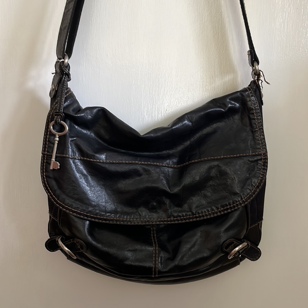 Fossil black saddle bag, cross body - Picture 2 of 7